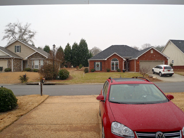 The snow had started falling as we were leaving